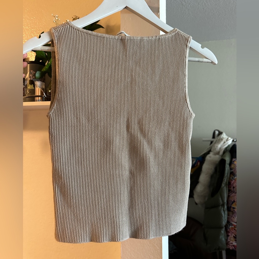 Abercrombie & Fitch - Ribbed Beige Ottoman Sleeveless Top, size S